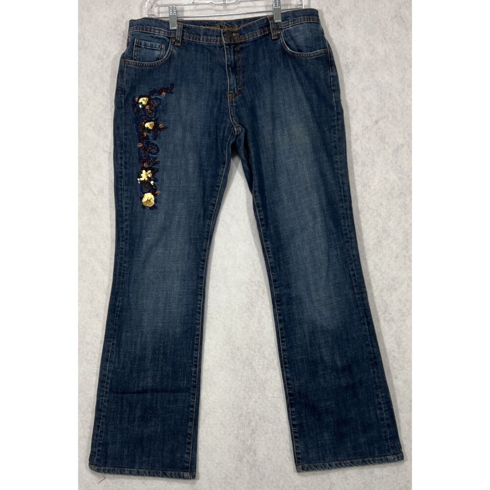 Sinequanone Made In France Women's Denim Blue Embellished Jeans 32x31 Size 12